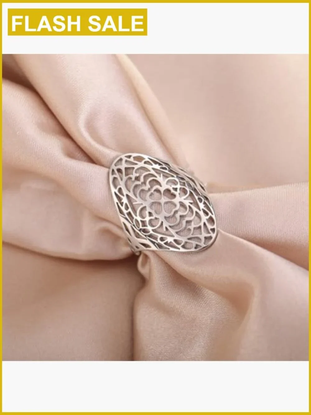 Vintage Filigree Flower Ring Stainless Steel Wedding Band for Women